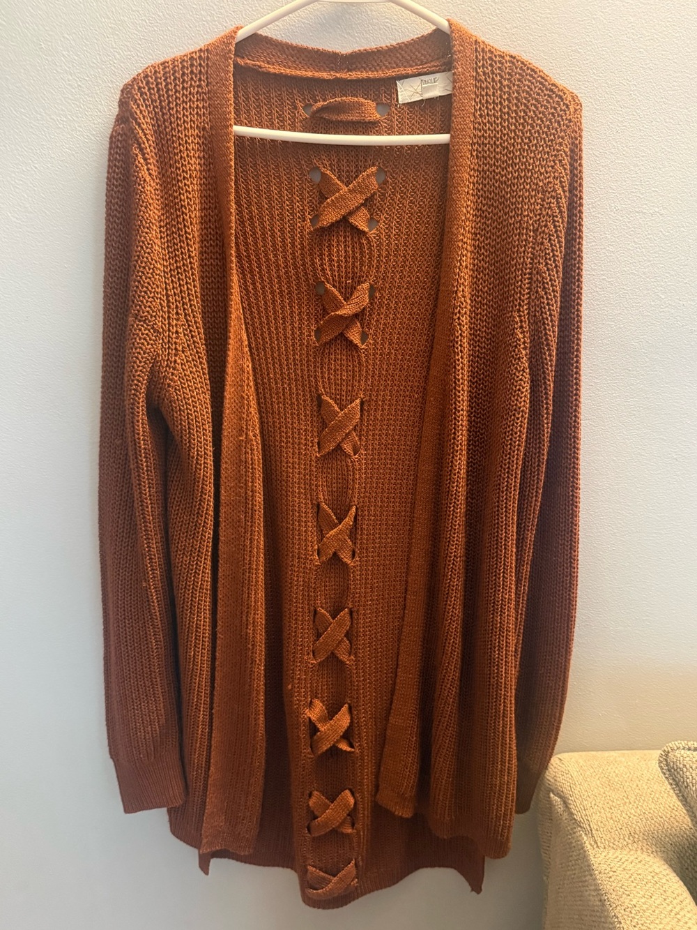 PINQUE Women’s Medium Knit Cardigan with Cut-out Back Detail